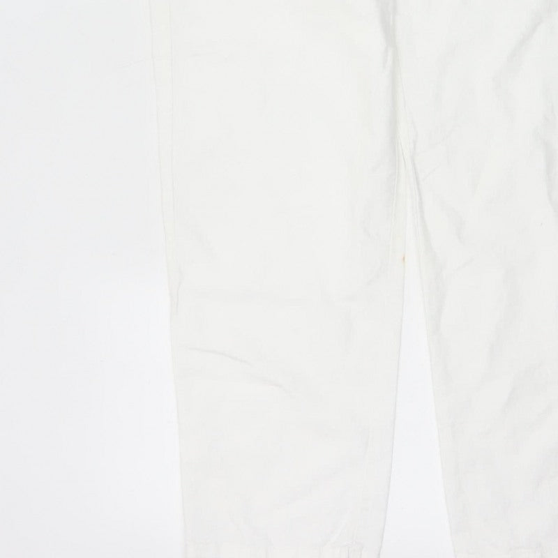 M&S Womens White Linen Cotton Chino Trousers 36in Waist 31in Leg