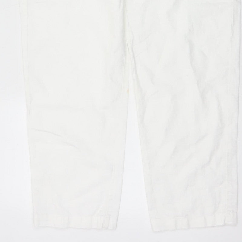 M&S Womens White Linen Cotton Chino Trousers 36in Waist 31in Leg
