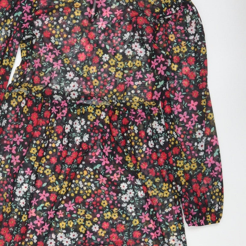 Next Women Multicoloured Floral UK 12 Midi A-Line Chiffon Dress