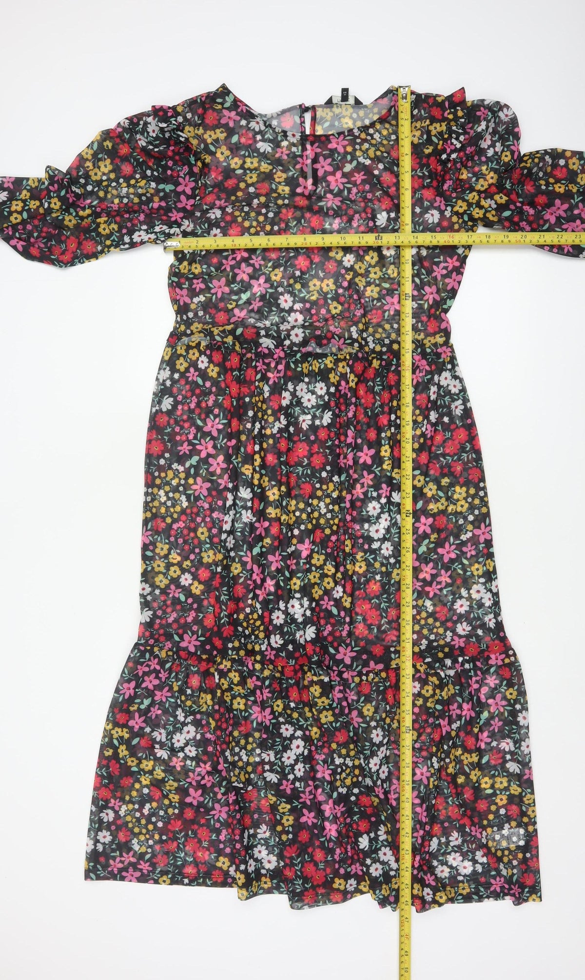 Next Women Multicoloured Floral UK 12 Midi A-Line Chiffon Dress