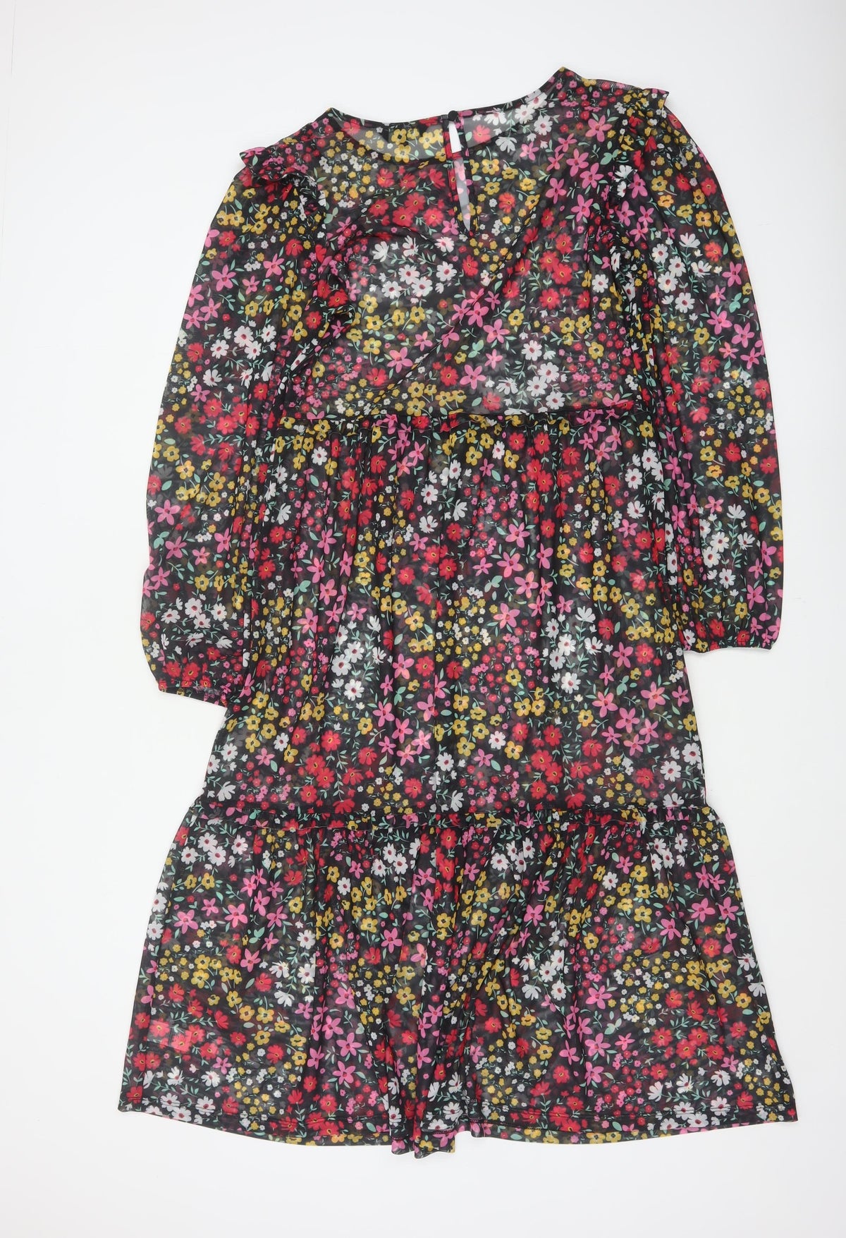 Next Women Multicoloured Floral UK 12 Midi A-Line Chiffon Dress