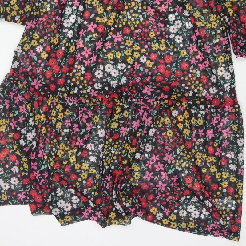 Next Women Multicoloured Floral UK 12 Midi A-Line Chiffon Dress