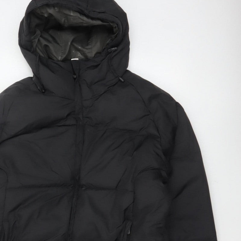 Oxylane Men’s Black L Hooded Down Puffer Jacket Ski Winter