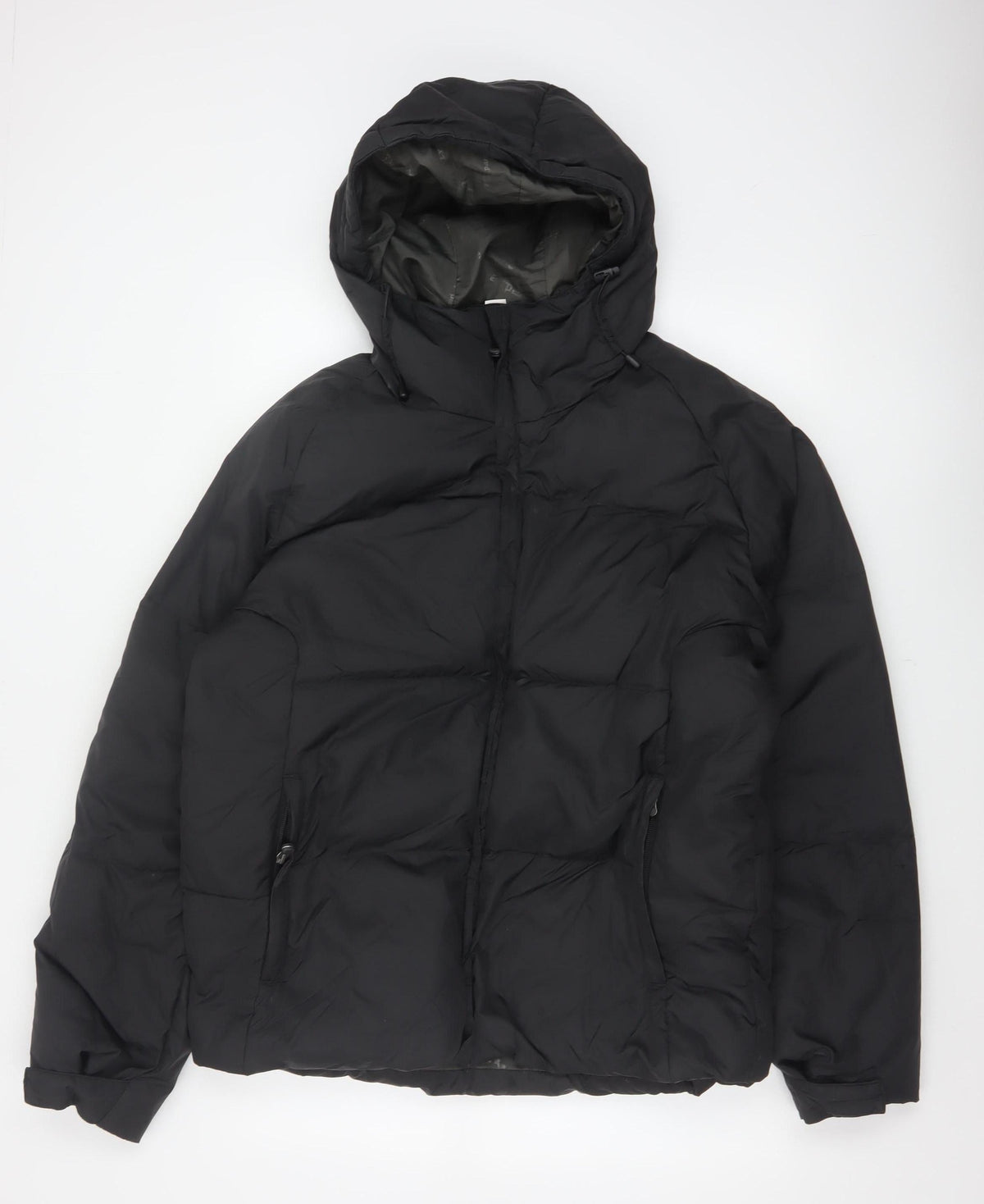 Oxylane Men’s Black L Hooded Down Puffer Jacket Ski Winter