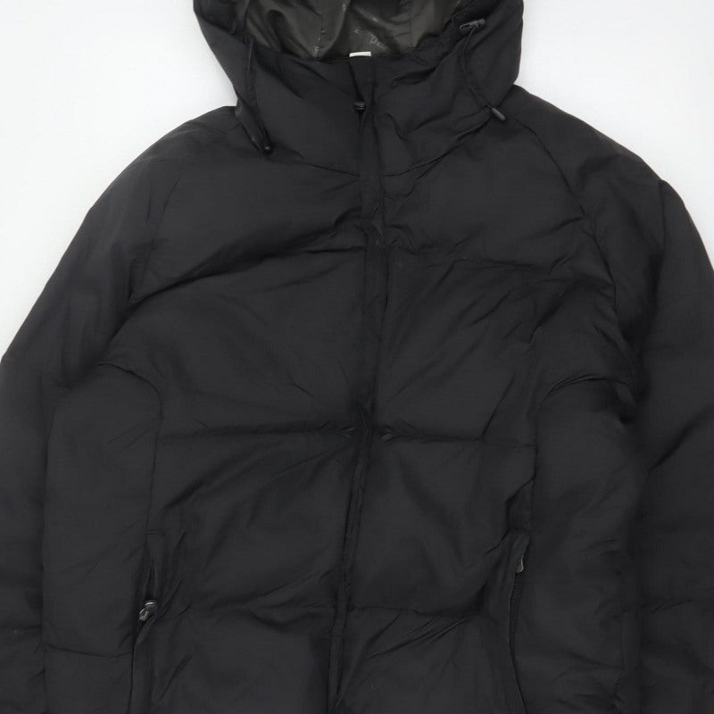 Oxylane Men’s Black L Hooded Down Puffer Jacket Ski Winter