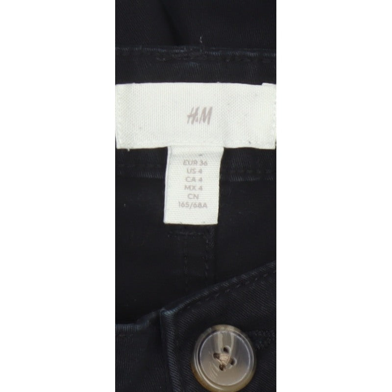 H&M Women Black UK 8 Cargo Straight Leg Cotton Utility Trousers