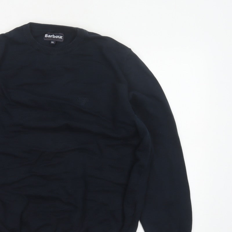 Barbour Men’s Navy Blue XXL Cotton Crew Neck Logo Pullover Jumper