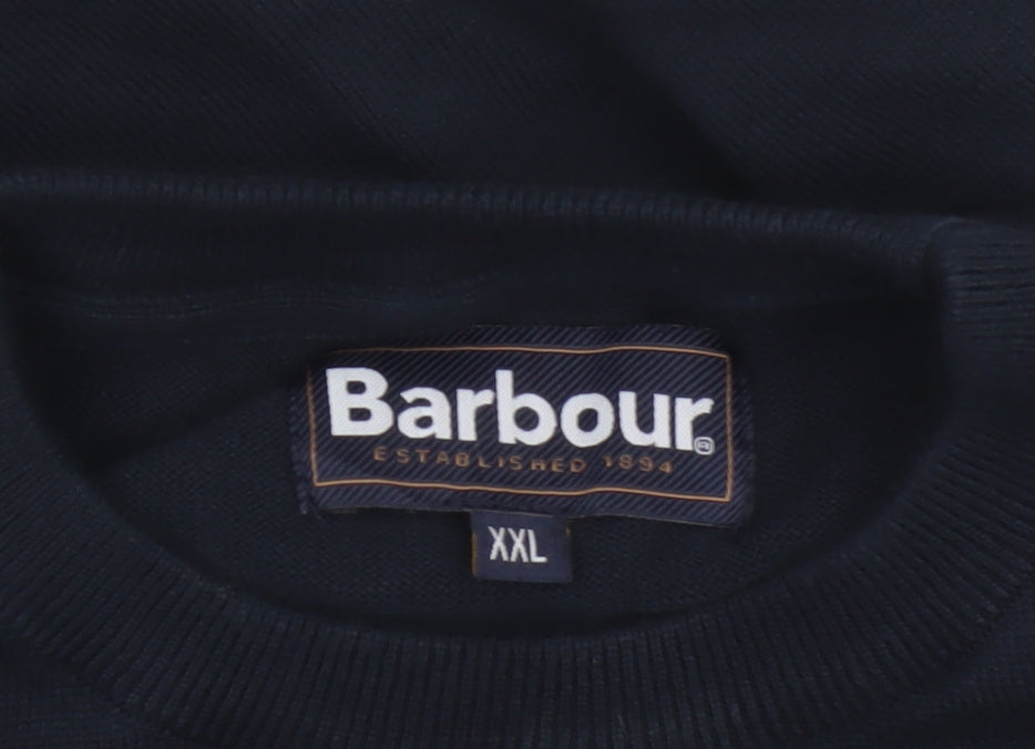 Barbour Men’s Navy Blue XXL Cotton Crew Neck Logo Pullover Jumper