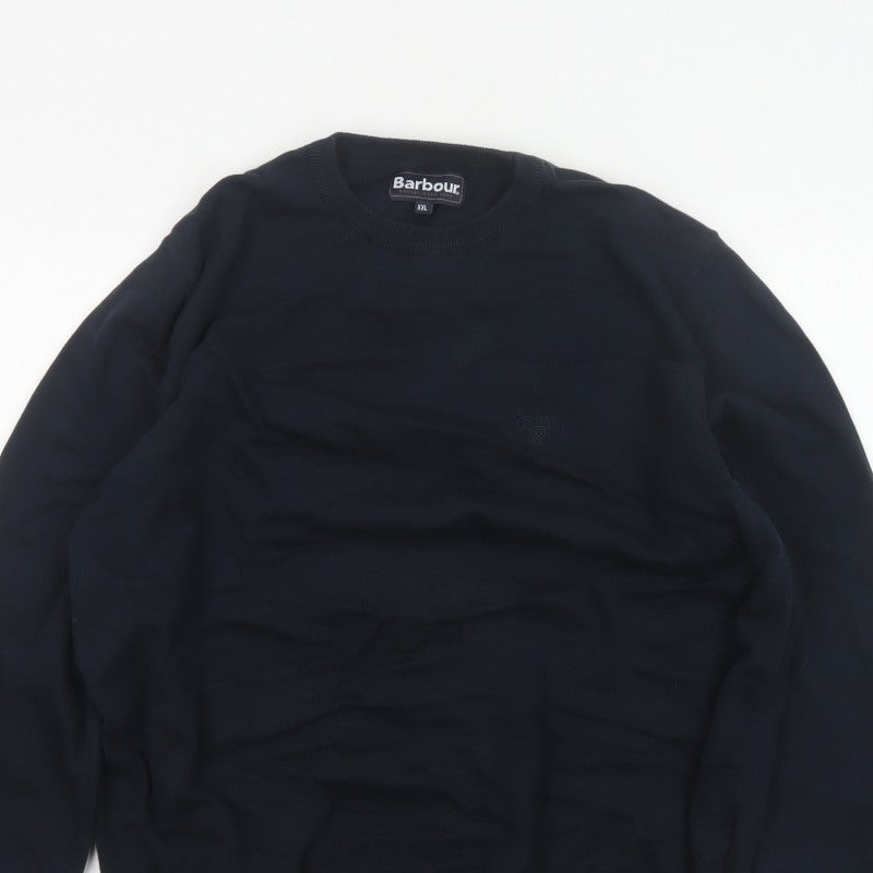 Barbour Men’s Navy Blue XXL Cotton Crew Neck Logo Pullover Jumper