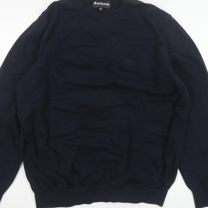 Barbour Men’s Navy Blue XXL Cotton Crew Neck Logo Pullover Jumper