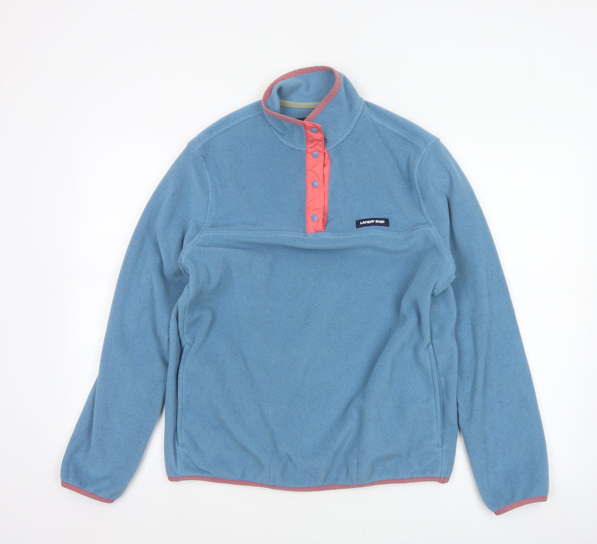 Lands' End Women Blue Pink Fleece Pullover Sweatshirt UK M