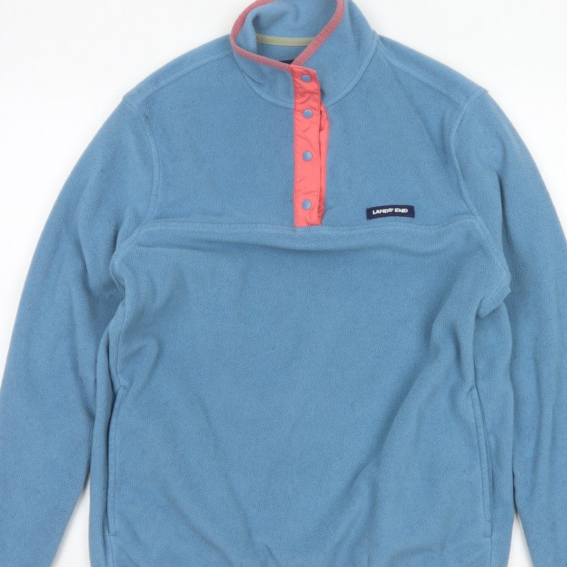 Lands' End Women Blue Pink Fleece Pullover Sweatshirt UK M