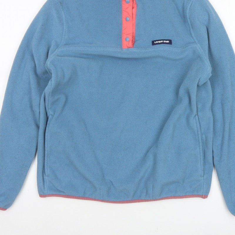 Lands' End Women Blue Pink Fleece Pullover Sweatshirt UK M