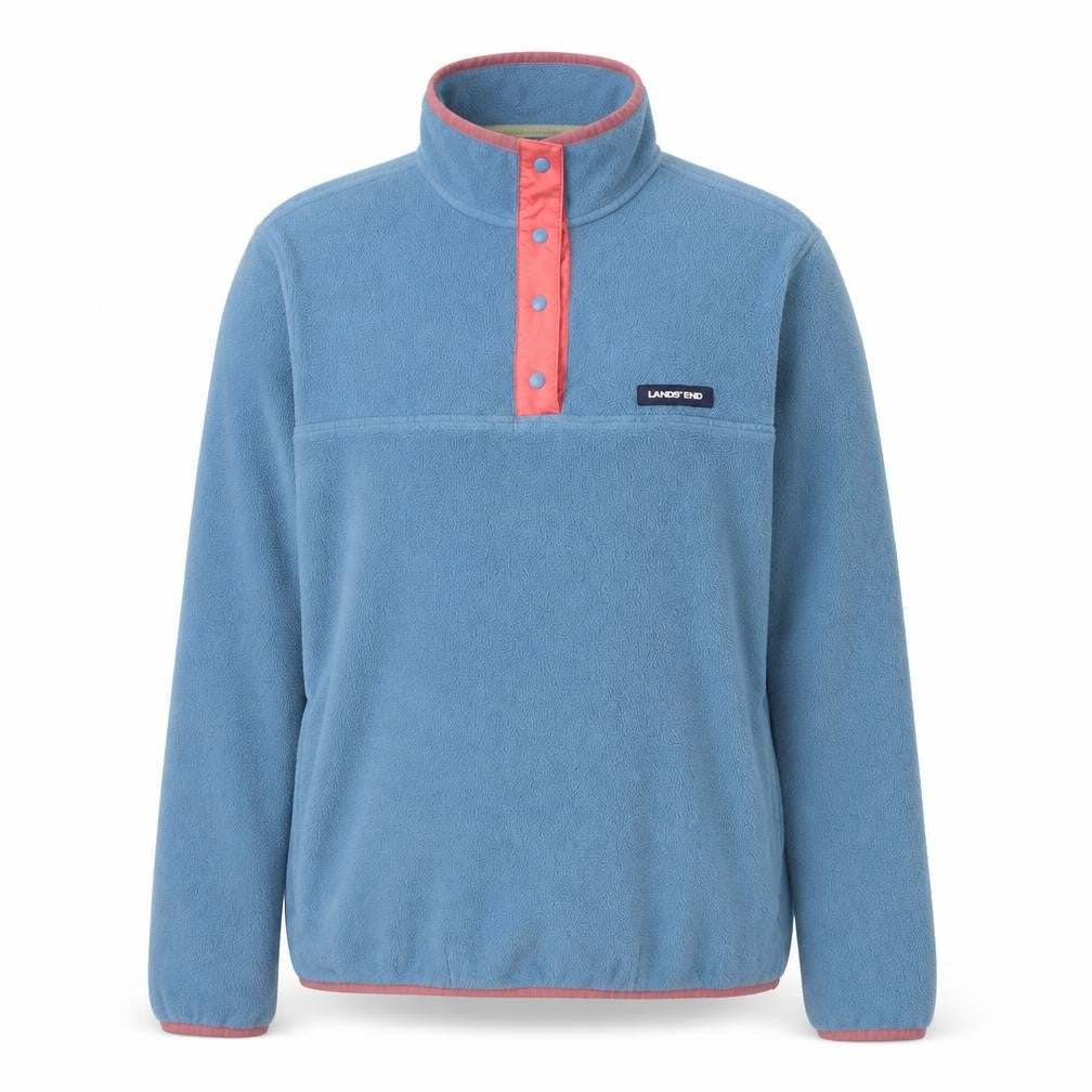 Lands' End Women Blue Pink Fleece Pullover Sweatshirt UK M