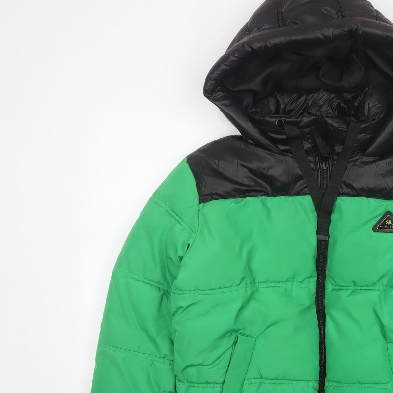 River Island Women’s Green Black Size 10 Hooded Puffer Jacket