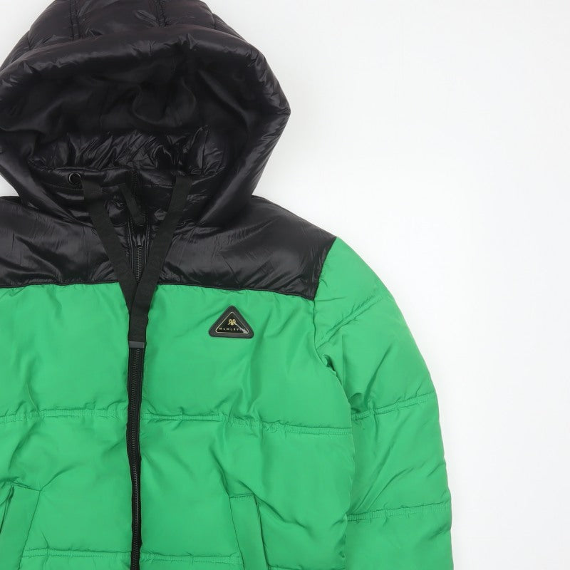River Island Women’s Green Black Size 10 Hooded Puffer Jacket