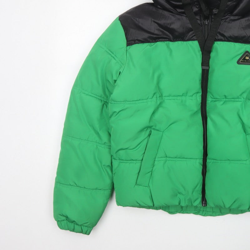 River Island Women’s Green Black Size 10 Hooded Puffer Jacket