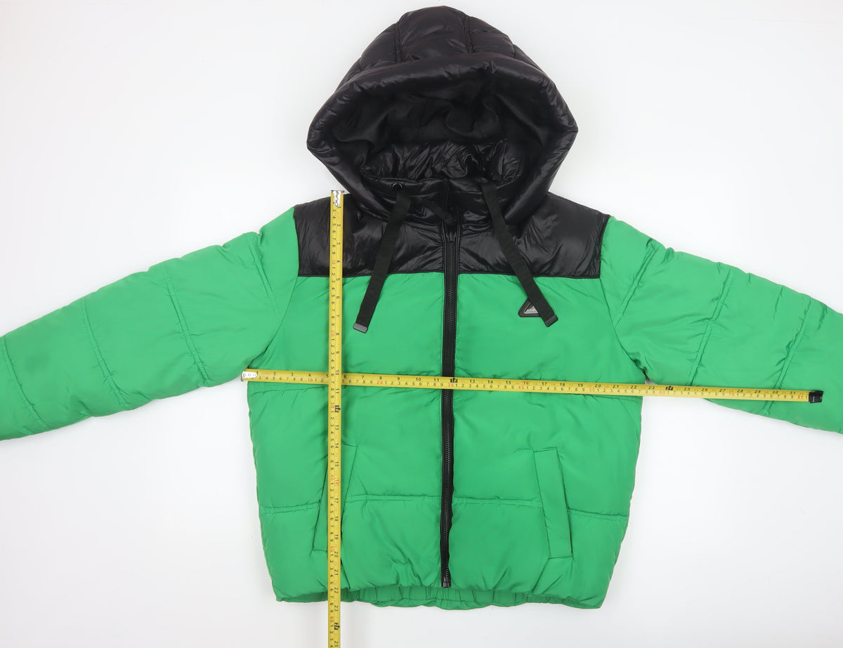 River Island Women’s Green Black Size 10 Hooded Puffer Jacket