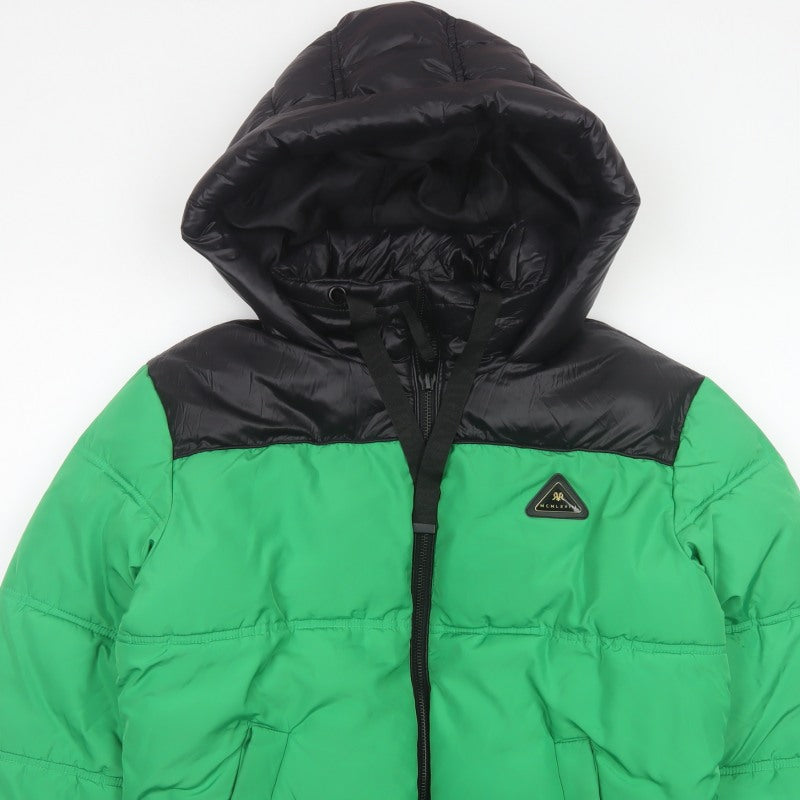 River Island Women’s Green Black Size 10 Hooded Puffer Jacket