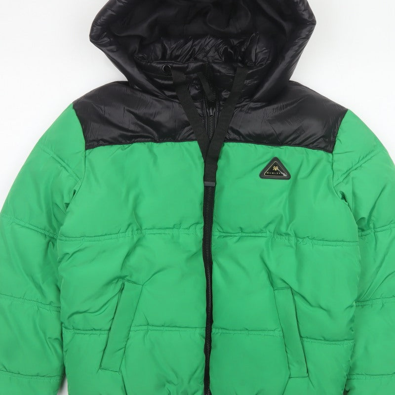 River Island Women’s Green Black Size 10 Hooded Puffer Jacket