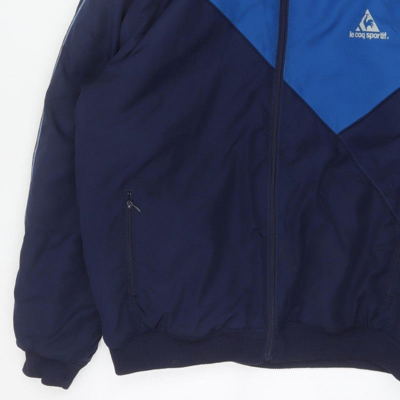 Le Coq Sportif Men’s Blue XL Hooded Padded Bomber Jacket