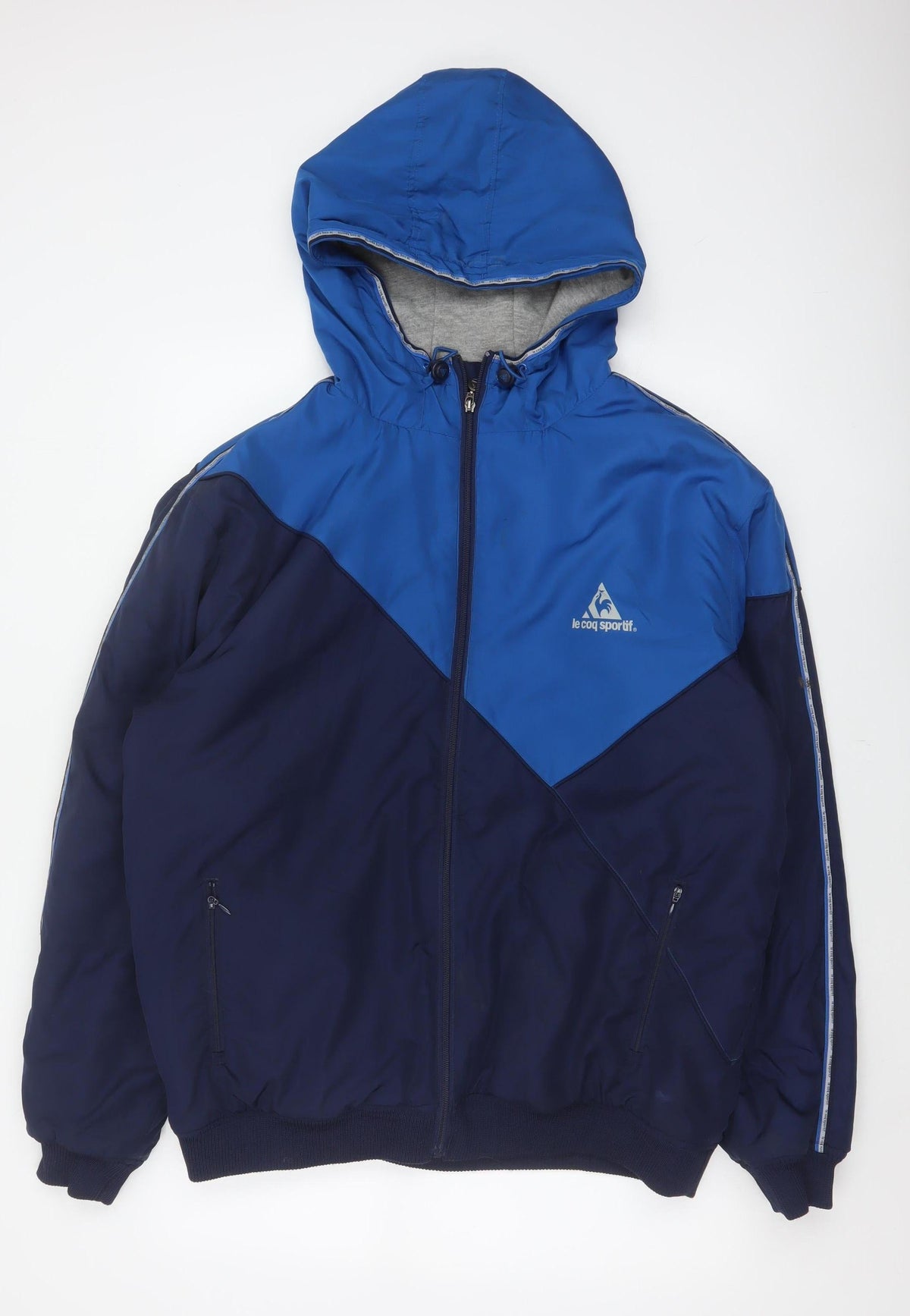 Le Coq Sportif Men’s Blue XL Hooded Padded Bomber Jacket
