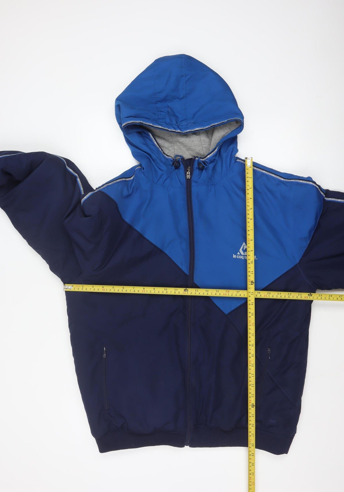 Le Coq Sportif Men’s Blue XL Hooded Padded Bomber Jacket