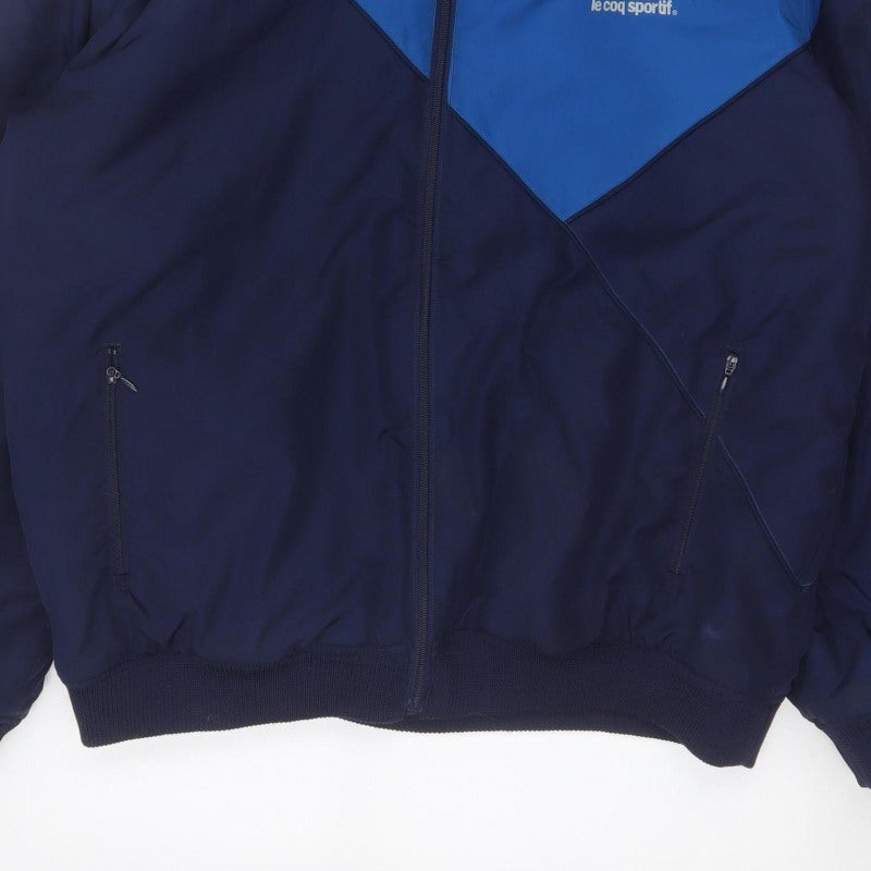 Le Coq Sportif Men’s Blue XL Hooded Padded Bomber Jacket