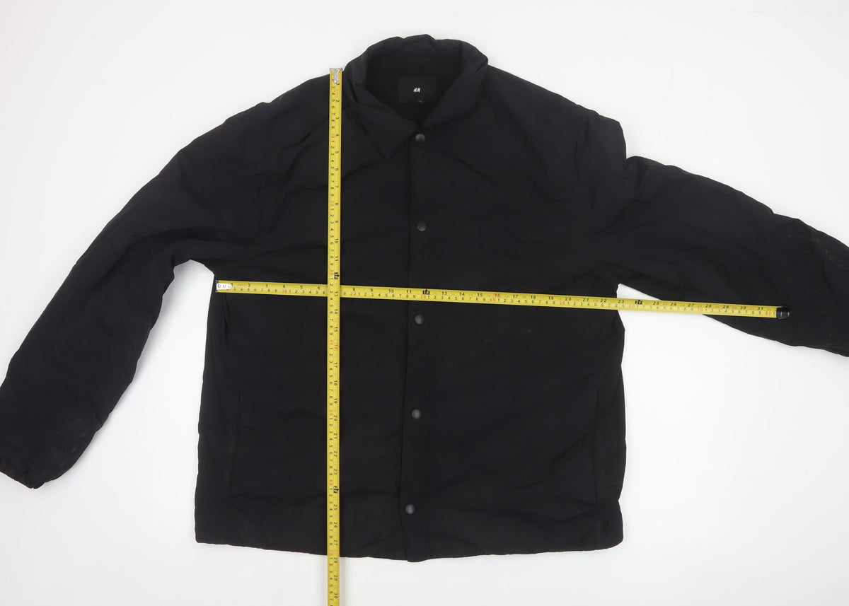 H&M Men's Black L Padded Snap Front Polyamide Jacket