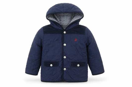 JoJo Maman Bébé Boys Blue 18-24 Months Quilted Hooded Jacket