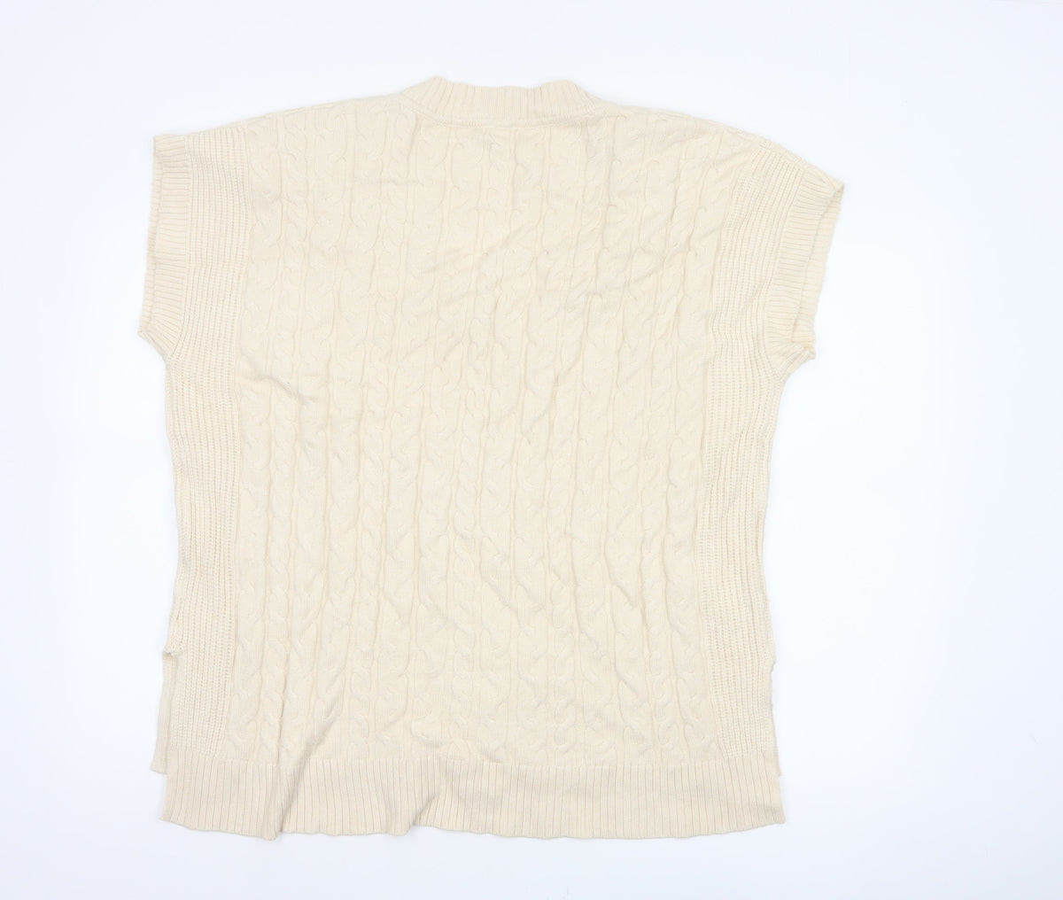 Next Women Ivory L Cable-Knit V-Neck Sleeveless Jumper Vest