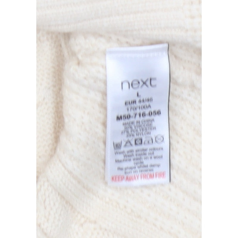 Next Women Ivory L Cable-Knit V-Neck Sleeveless Jumper Vest