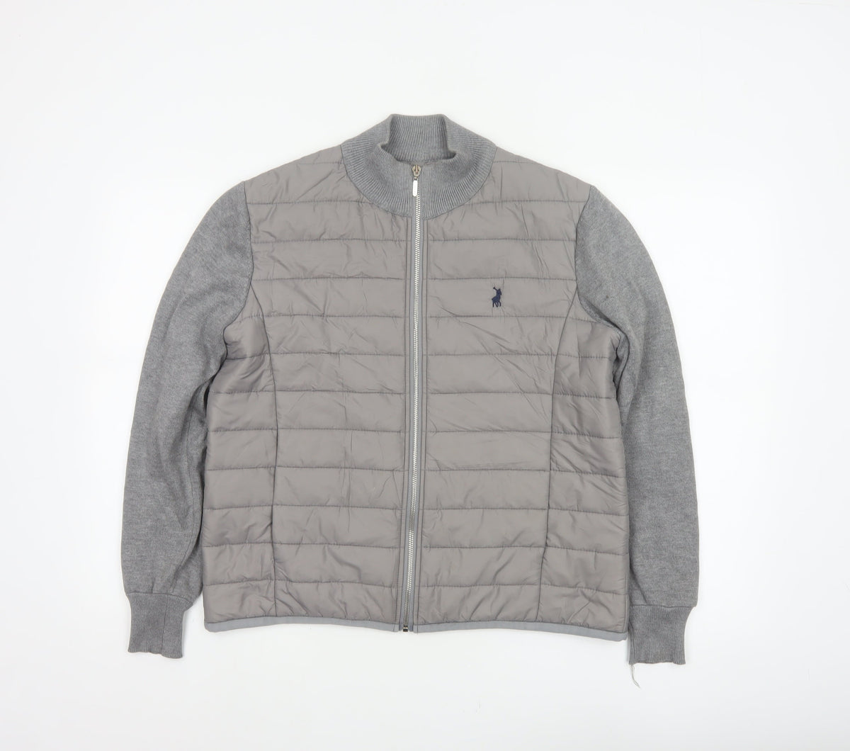 POLO Women’s Grey M Quilted Puffer Jacket Full Zip