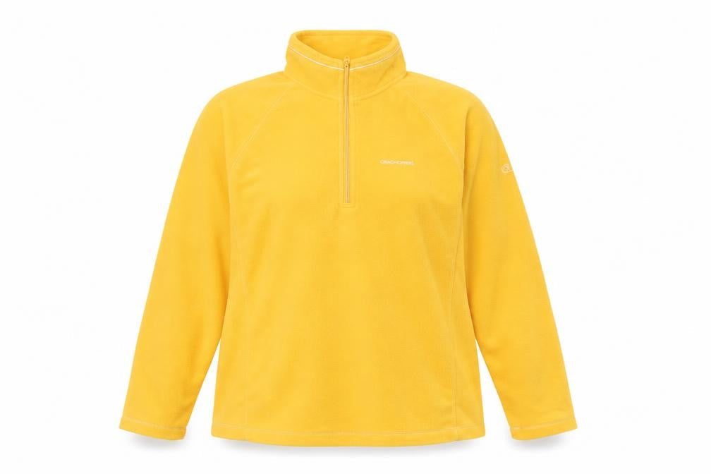 Craghoppers Women Yellow UK 16 Pullover Fleece 1/4 Zip Sweatshirt