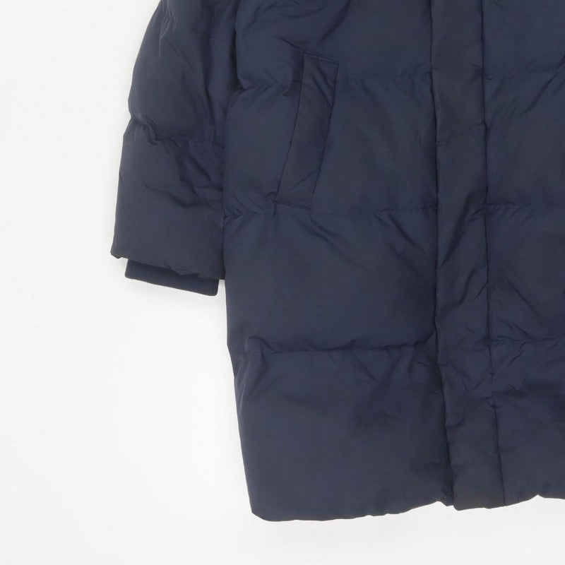 Uniqlo Boys Blue 7-8 Years Long Hooded Down Puffer Coat