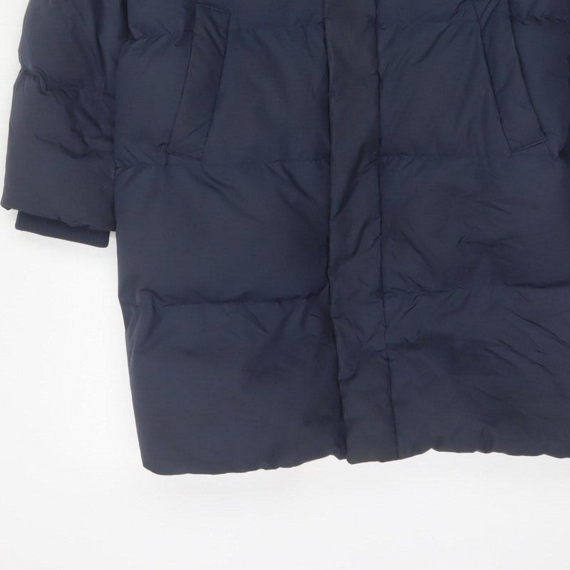 Uniqlo Boys Blue 7-8 Years Long Hooded Down Puffer Coat