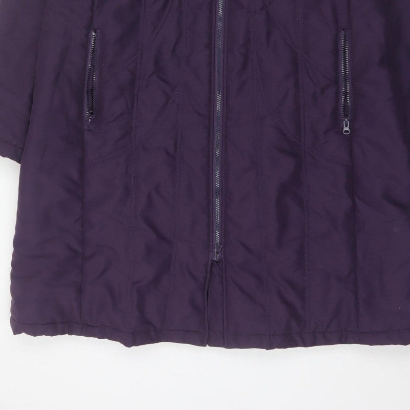 Finesse Women Purple Size 16 Long Hooded Padded Parka Coat