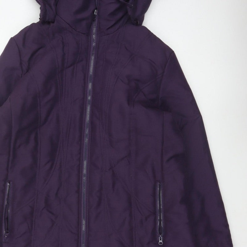 Finesse Women Purple Size 16 Long Hooded Padded Parka Coat