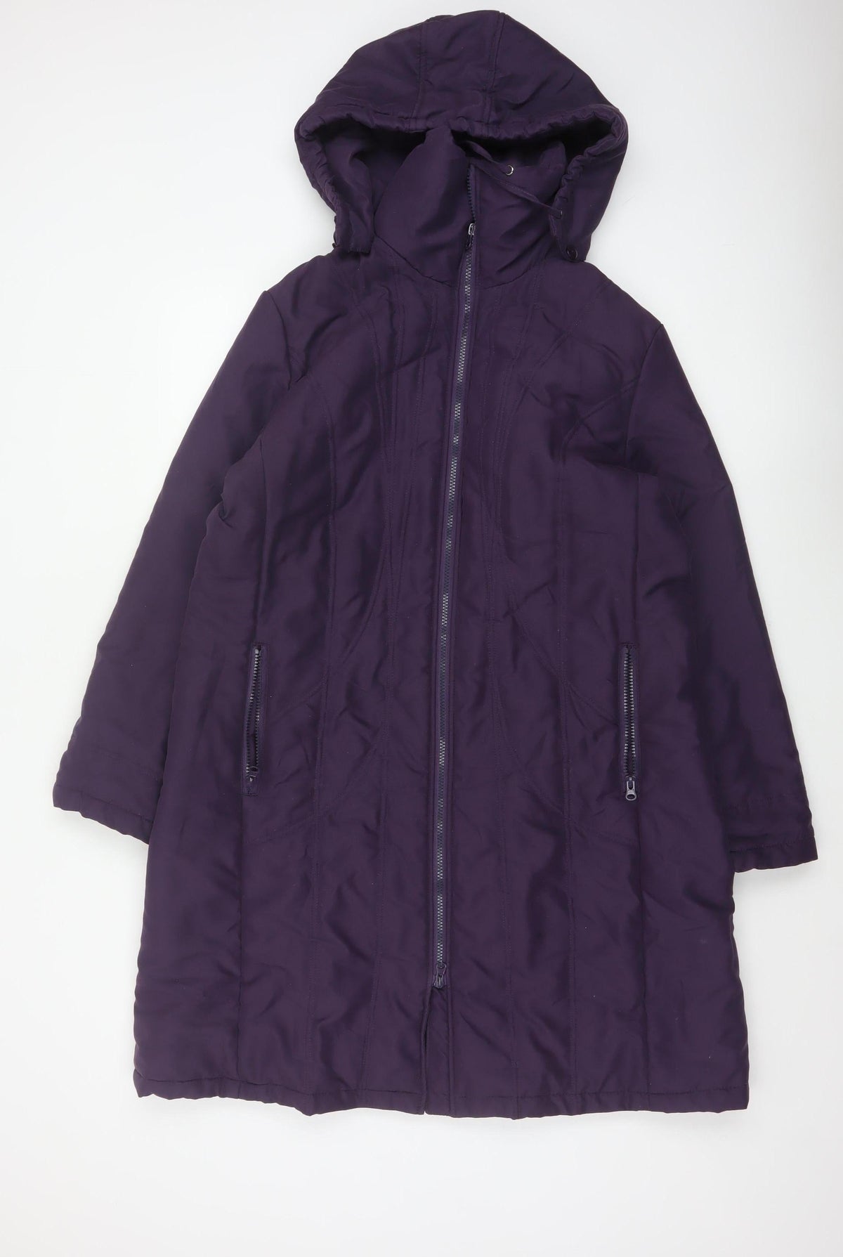 Finesse Women Purple Size 16 Long Hooded Padded Parka Coat