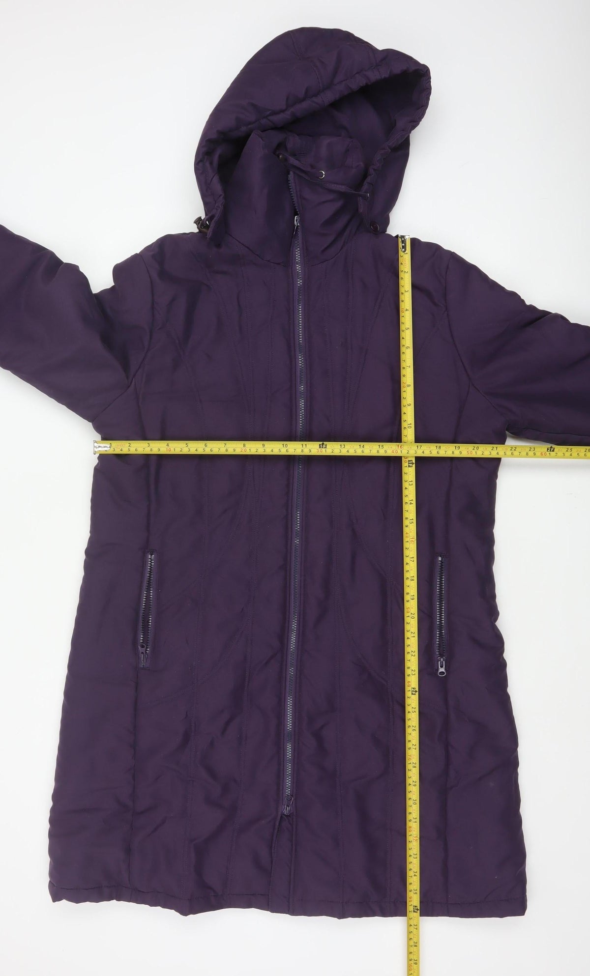 Finesse Women Purple Size 16 Long Hooded Padded Parka Coat