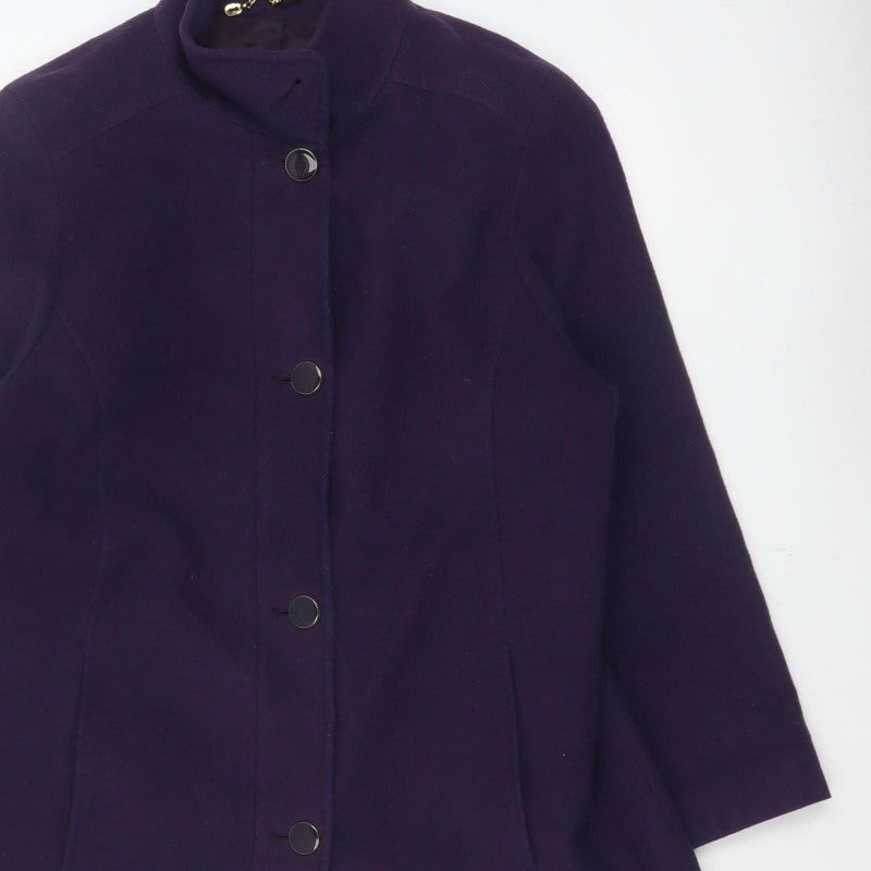 Marks and Spencer Women Purple UK 16 Wool Blend Mid-Length Overcoat