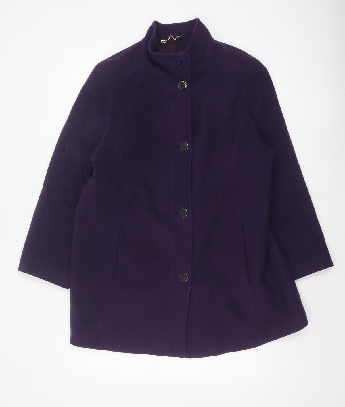 Marks and Spencer Women Purple UK 16 Wool Blend Mid-Length Overcoat