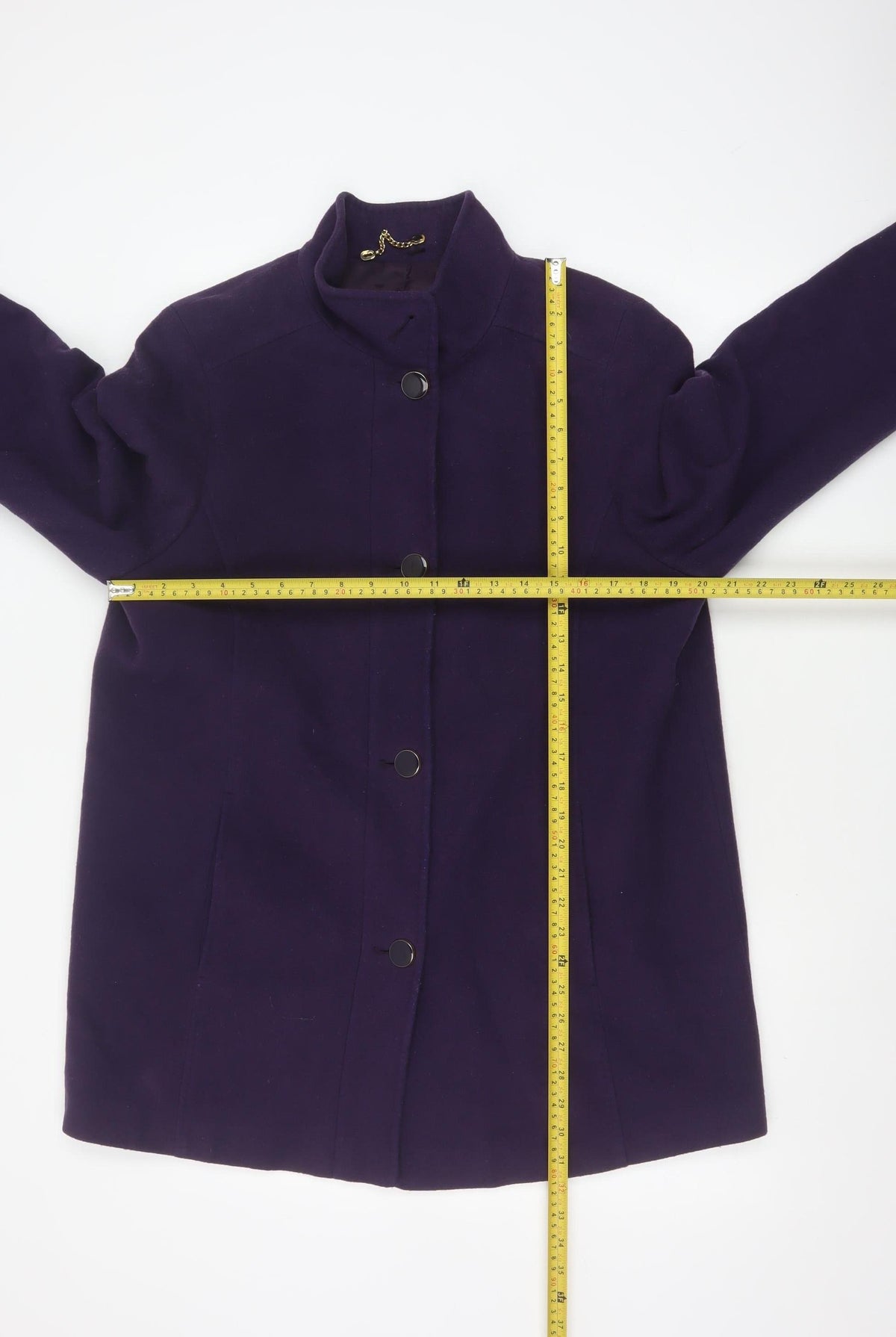 Marks and Spencer Women Purple UK 16 Wool Blend Mid-Length Overcoat