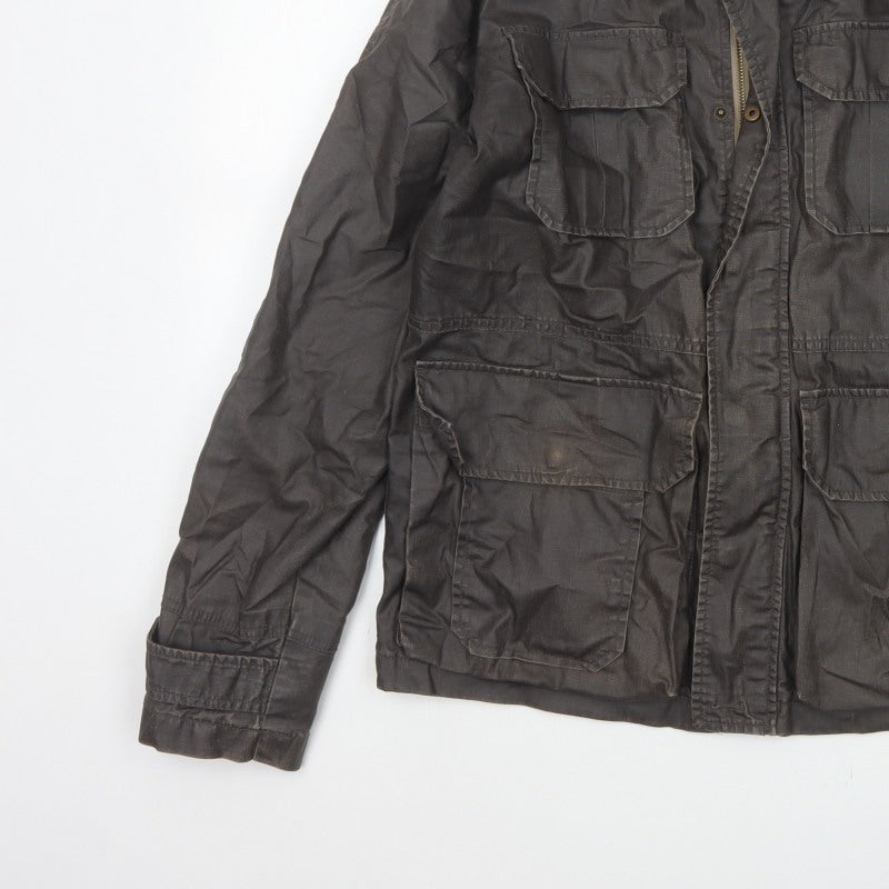 Rocha John Rocha Men’s Brown Small Military Field Jacket Linen Cotton