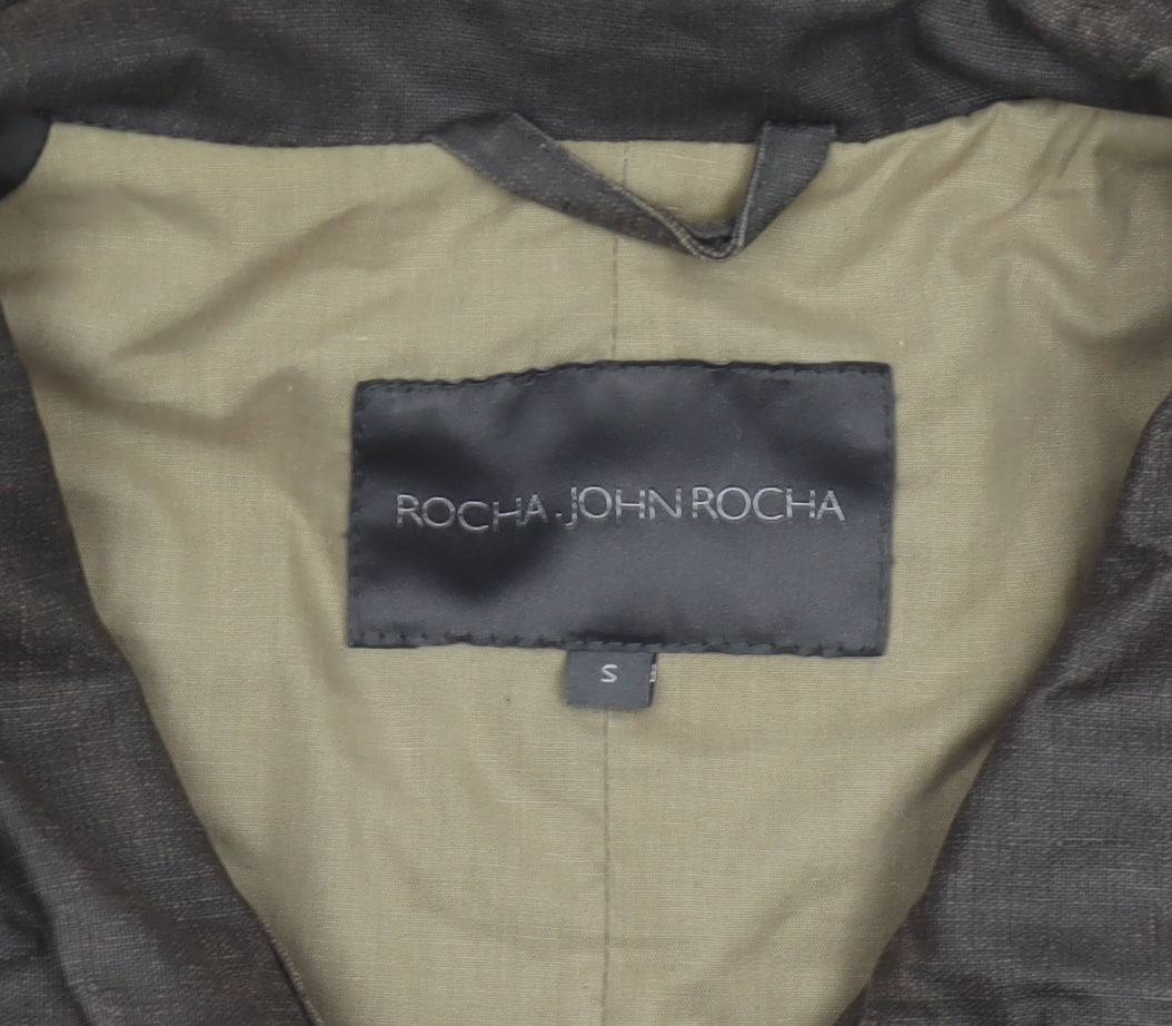 Rocha John Rocha Men’s Brown Small Military Field Jacket Linen Cotton