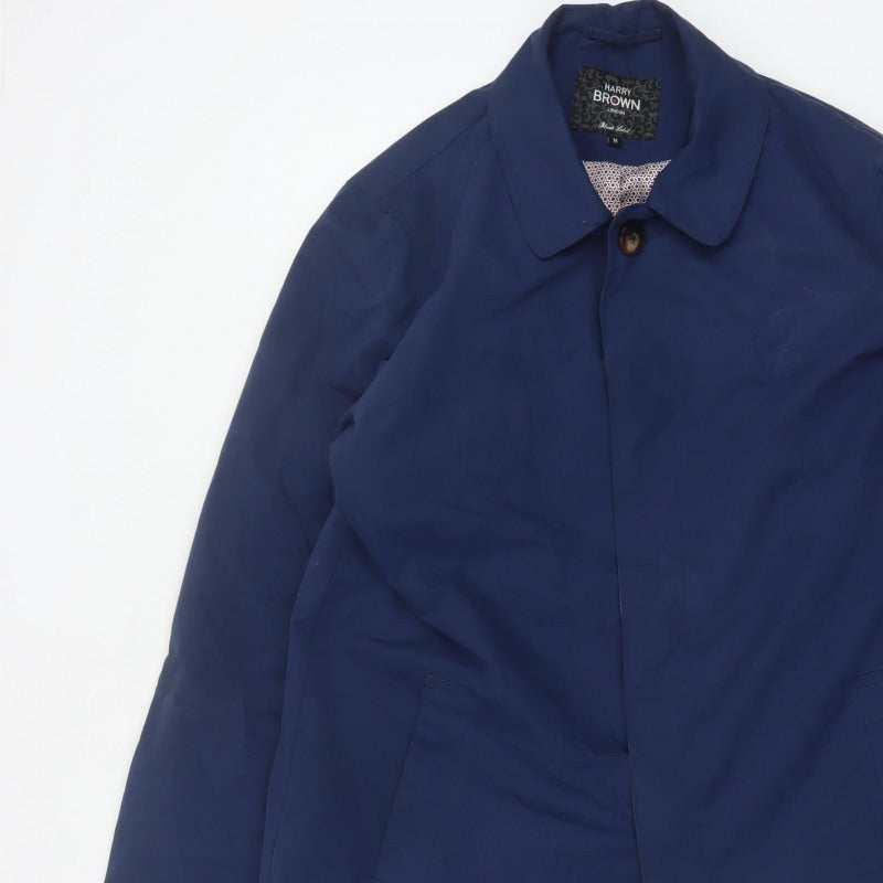 Harry Brown Women’s Blue M Long Polyester Overcoat Collared