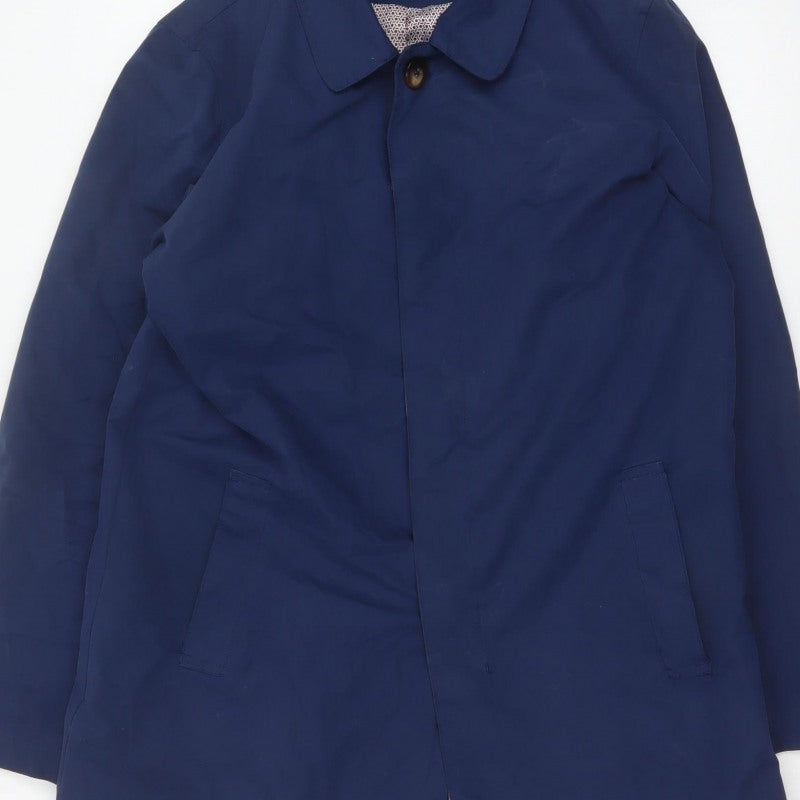 Harry Brown Women’s Blue M Long Polyester Overcoat Collared