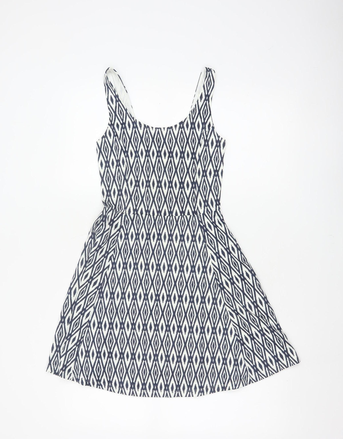 Divided H&M Women’s Blue Geometric Skater Dress UK 6 Sleeveless