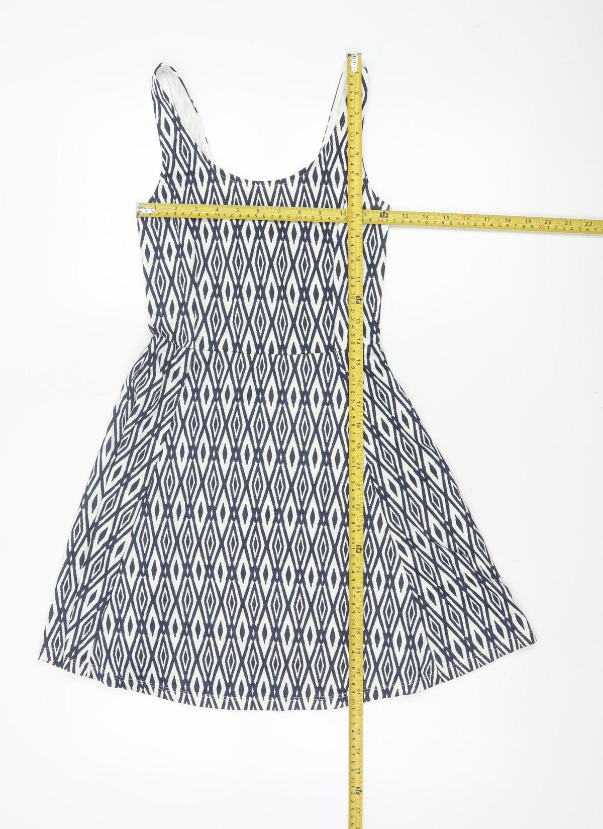 Divided H&M Women’s Blue Geometric Skater Dress UK 6 Sleeveless