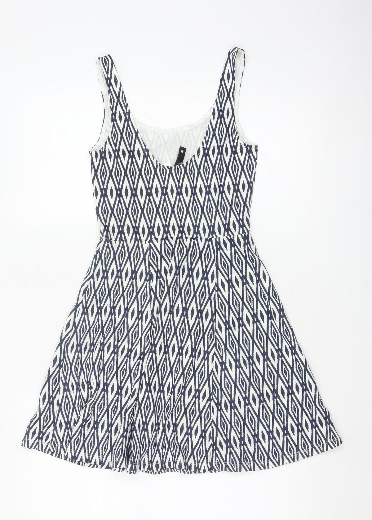 Divided H&M Women’s Blue Geometric Skater Dress UK 6 Sleeveless